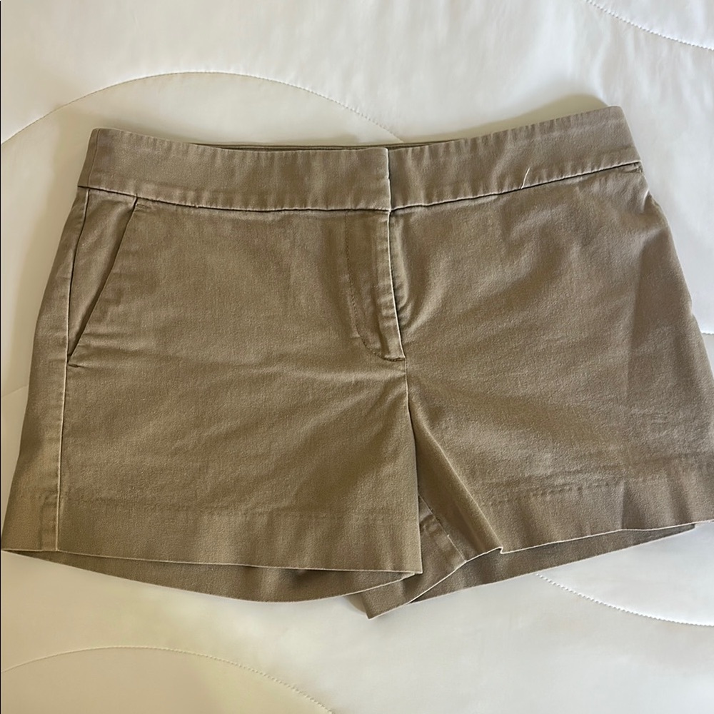 LOFT Tan Bermuda Shorts with Flat Front Design